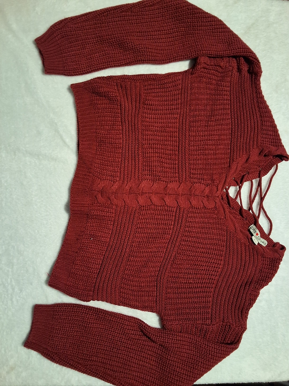 Women's Rust Cable-Accent Scoop Neck Sweater